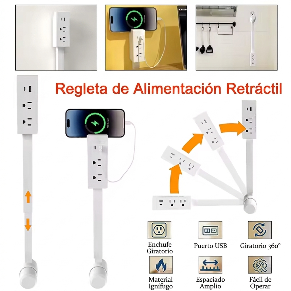 Extensor Giratorio Enchufe Pared